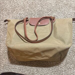 Long champ Olive Green Tote Bag with Brown Trim - Classic Everyday Carry